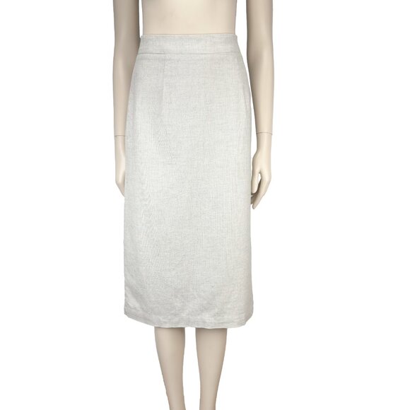 FRANK & OAK Cotton Linen Midi Office Minimalist Academia Pale Gray Skirt s XS - Picture 1 of 9